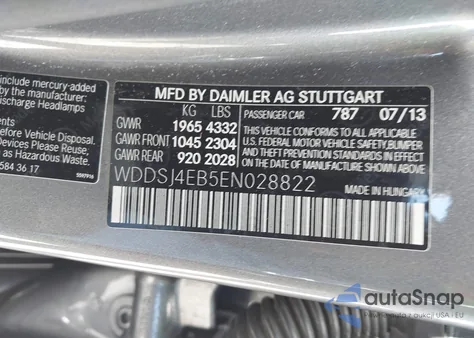 2014 Mercedes-Benz Cla 250 from USA, damaged, VIN WDDSJ4EB5EN028822